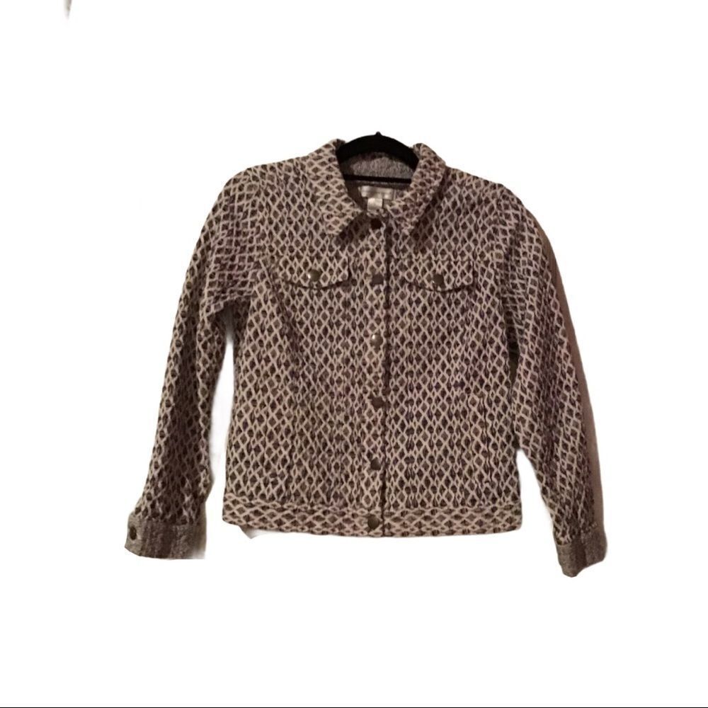 Christopher‎ & Banks Black & White Print Jean Jacket